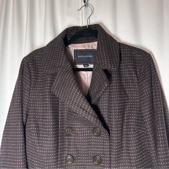 Banana Republic Wool Pea Coat Womens L Double-Breasted Preppy Academia Y2k 90s - Picture 3 of 15